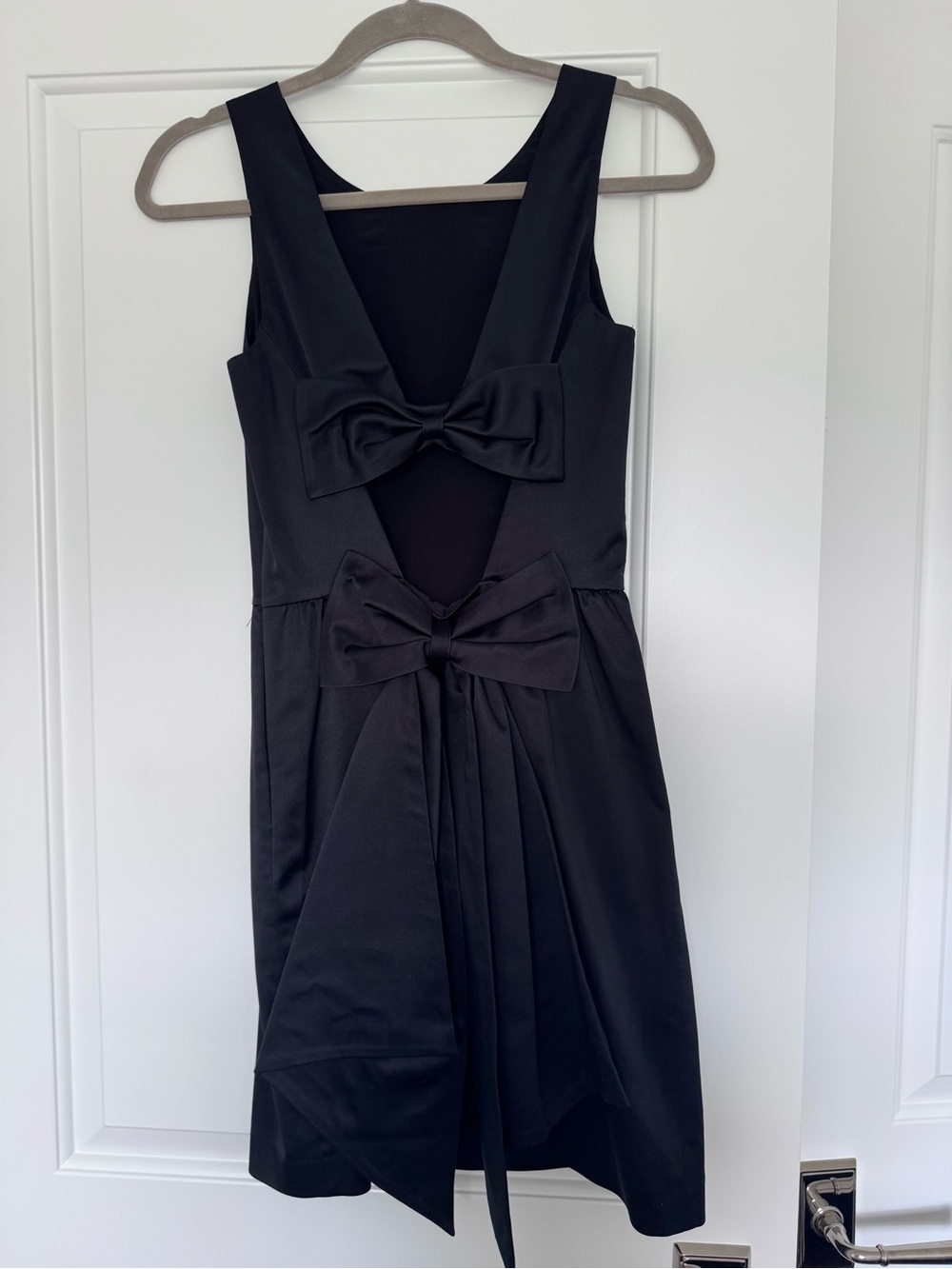 100% Silk Shell Black Bow-Accent Dress